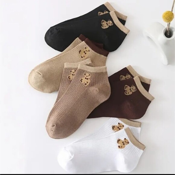 BROWN teddy bear ankle socks bundle tan neutral color - Picture 3 of 5